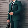 Herrdräkter 2 stycken mörkgrön manlig kostym för män 2023 smal fit hack lapel brudgum tuxedo anpassad dräkt homme mariage (blazer pant)