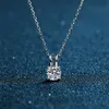 Moissanite 925 Sterling Gümüş 0.5-3 CT Klasik 4 Pençe Kolye Kolye Zinciri Kadınlar için Lüks Düğün Nişan