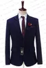 Men's Suits 2023 Men's Suit Dark Blue Peaked Lapel Red Diagonals Fit Business Regular Tuxedos For Wedding Custom Made Jacket Blazer Coat