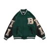 Kurtki męskie Sprzedaż Hip Hop Baseball Kurtka Mężczyzn Furry Bone Letter Patchwork Varsity Kurtki Street Harajuku luźne bombowce płaszcze unisex 231116