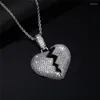 ペンダントネックレスCaoshi Exquisite Heartbreaked Shaped Necklace Paved Full Cubic Zirconia Jewelry女性のための感情的なアクセサリー