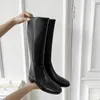 Botas de invierno hasta la rodilla zapatos de bota de cuero genuino negro occidental alto largo chelsea mujer 2023 tendencias ins marca 231116