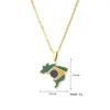 Pendant Necklaces European And American Stainless Steel Brazilian Map Necklace As A Gift For Friends