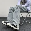 Męskie Jeans Street Style Style Zamek dla mężczyzn American High Trendy Brand Lose Prosto Work Pants Design 231116