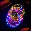 Couronnes de fleurs décoratives LED couronnes lumineuses bandeau de fleurs pour la mariée fête de mariage marché de nuit vendant des enfants brillant Garlan Dhdio