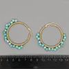 Hoop Earrings Go2Boho Natural Pearl Stone Earring Boho For Women Jewelry Stainless Steel Circle Trendy Female Earing Girl Gifts