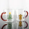 Verres à vin tasse en verre 3D 400ml tasse à thème de noël buvant du café de dessin animé