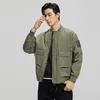 Men's Jackets Men Solid Baseball Collar Workwear Long Sleeve Zipper Casual Crop Coats Streetwear Stylish Versatile Outerwear