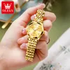 Andere Horloges OLEVS Mode Gouden Horloge Voor Vrouwen Roestvrij Staal Elegante Ruit Origineel Quartz Waterdicht Dames Reloj Para Mujer 231116