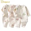 Rompertjes 3 Lagen geboren Romper Katoen Beer Bunny Cartoon Baby Meisje Jumpsuit Herfst Winter Peuter Outfit Baby Onesie Kinderen Jongen kleding 231115