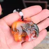 Naszyjniki wisiorek naturalny chiński kolor jadelek słonia naszyjnik dwustronny rzeźbiony Jadeite moda biżuteria amulet mężczyzn mężczyzn damskie prezenty