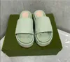 Womens slipper fashion embroidered canvas designer slides slip slide Thick sole slippers fashion Canvas covered platform sandals size 35-42