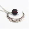 Pendant Necklaces Fashion 14Mm Lava Stone Moon Necklace Volcanic Rock Aromatherapy Essential Oil Diffuser For Women Jewelry Drop Deliv Dhniu