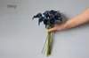 Fiori decorativi 9 Navy Calla Llily Beach Wedding Faux Real Touch Lily Bouquet centrotavola blu fai da te