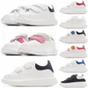 Kids Designer Shoes Selling White Red Black Blue Single Strap Outsized Sneaker Rubber AS Sole Soft Calfskin Leather Lace Up Trainers Sport