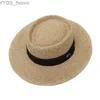 Wide Brim Hats Bucket Hats GEMVIE New Summer Str Hat Fashion Spring Wide Brim Paper Summer Hat for Women Str Hat Panama Cap Sun Hat for Women YQ231116