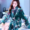 Kadın Uyku Salonu Kadınlar Cüppeler Kış Sıcak Mercan Polar Nightdress Placowe Good Pijamalar Ev Kıyafetleri Çiçek Pansuman Gron Kimono Otel Boşluk ZLN231116