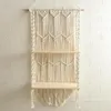 Tapissries 1 PC 44x85cm handvävd macrame tapestry rack trä 2 hyllor vägg hängande för bohemisk dekoration boho dekor prydnad