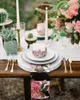 Table Napkin 4pcs Peony Rose Flower Pink Stripes Square 50cm Party Wedding Decoration Cloth Kitchen Dinner Serving Napkins