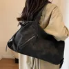 Evening Bags Female Black Commuter Shoulder Bag Large Suede Nubuck Leather Women's Travel Crossbody Ladies Zipper Stylish Boston Handbag