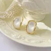 Stud Earrings White Opal Earings Moon Shape Simple Personality Fashion Elegant Classic For Woman Party Ear Jewelry