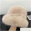 Casquettes de balle Big Fluffy Fausse Fourrure Chapeau de godet pour les femmes de luxe en peluche pêcheurs chaud pêcheur d'hiver Colorf et magnifique livraison directe F Dhsfy