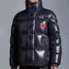 가슴 심장 자수 다운 재킷 머신 남성 여성 패션 스탠드 칼라 더호 애호가 코트 커플 다운 재킷 크기 1-5