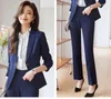 Calças femininas de duas peças tesco cinza 2 ternos conjuntos fino ajuste blazer e escritório senhoras trabalho wear ternos formais para roupa de negócios