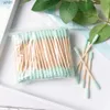 Cotton Swab 100PCS Double Head Ended Clean Cotton Buds Cosmetic Cotton Swab Stick Ear Clean Tools For Children Adult Pink GreenL231116