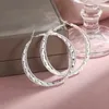 Hoop Earrings Luxury Silver Color Big Round For Women Girls 2023 Fashion Simple Wedding Engagement Jewelry Gifts