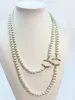 ماركة فايون الذهب البسيطة Deigner Crytal Pearl Letter Choker قلادة قلادة سلسلة سترة سلسلة المجوهرات