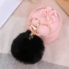 Keychains 1PC 8cm Imitation Fur Ball Lovelty Charm Key Chain Pendant For Car Ring Purse Bag Decor (Black)