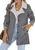 Mulheres inverno quente denim jaqueta gola de lã forro sherpa denim jaqueta engrossado com bolsos jaqueta 5q4tf
