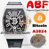 ABF Vanguard Encrypto V45 A2824 orologio automatico da uomo cassa in acciaio quadrante nero con indirizzo portafoglio Bitcoin cinturino in caucciù in pelle Super Edition trustytime001Orologi