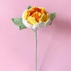 Flores decorativas Buquê de flor de tricô Rosa Tulipas Carnation Navilhado à mão Fake Crochet Plant Wedding Home Table Decor Day Day do professor