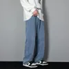 Jeans masculinos 2023 coreano casual longo clássico homem reto denim calças largas cor sólida luz azul cinza preto 3xl 231116