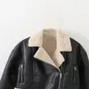 Chaquetas de mujer, chaqueta Retro de lana para invierno, piel de doble cara, manga larga, corta, gruesa, cálida, con cremallera, abrigos cortos para mujer