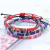 Charm-Armbänder für Damen, handgefertigt, geflochtene Schnürarmbänder, wasserdichtes Wachsseil-Armband, Mticolor Surfer Wrap, verstellbar, Boho, Sommer, Dhcng