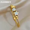 Cuff Flashbuy 316L Stainless Steel Gold Color Star Rhinestones Beaded Bracelet Women Fashion Girls Magnet Clasp Snake Chain Jewelry 231116