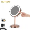 Compact Mirrors 7-Zoll-Kosmetikspiegel mit 3-facher Vergrößerung und USB-Aufladung, Touch-Badewannen-Dimmerschalter, Make-up-Doppelseiten-Tischspiegel 231116