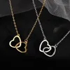 Pendant Necklaces Tiny Heart Necklace For Women Gold Silver Color Double Heart Pendant Necklace Gift Ethnic Bohemian Choker Necklace Jewelry Z0417