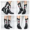 Buty Bonjomarisa Female Love Heart Mid Calf Boots for Women Cute Cowgirls Cowboy Chunky Obcing Vintage Fashion Punk Western Boots Women T231117