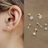 Stud 1 peça de aço inoxidável 4 Prong Zircon Ear Studs Brincos para mulheres / homens Tragus Cartilagem Padrão Lobe Daith Piercing JewelryL231117