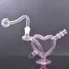 Belle Mignon Rose Coeur Mini 10mm femelle verre brûleur à mazout tuyau Saint Valentin Cadeau eau dab rig bong pour fumer