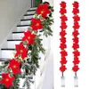 Decorazioni natalizie Poinsettia Fiori Ghirlanda Luci della stringa Ornamenti per l'albero di Natale Decorazioni per feste all'aperto per interni Decorazione Navidad 231116