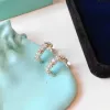 Nuevo producto Pendientes de cristal de lujo para mujer Marca Charm Forma de C Diamante 18 k Oro Alta calidad Diseñador Pendiente Joyería YLHM