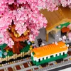 Bloki Cherry Blossom House Tree Railway Block Build Block Cheers Flowers City Street View Zebrane serie Building Block Zabawki