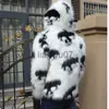 Men's Fur Faux Fur Men's fur coat Hooded fox fur coat zipper jacket with skull pattern J231117