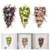 Flores decorativas Flores de grinaldas de cor de coroa pendurada ornamentos de guirlanda floral portas artificiais para lareira de festa de casamento