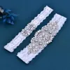 2 Pieces set Bridal Garters for Bride Lace Wedding Garters Sexy Real Picture Pearls Glass Crystals stones Handmade Wedding Leg Garters
